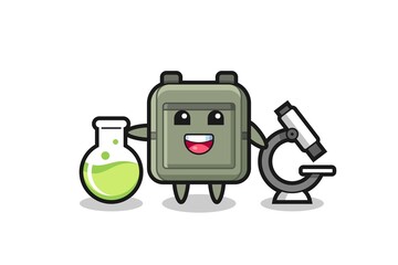 Mascot character of school bag as a scientist
