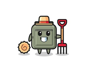 Mascot character of school bag as a farmer