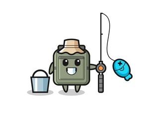 Mascot character of school bag as a fisherman