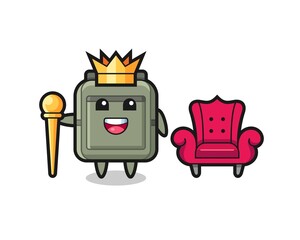 Mascot cartoon of school bag as a king