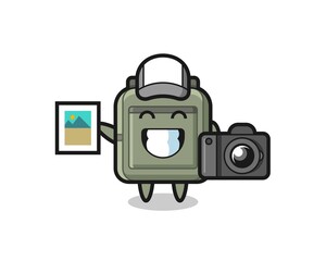 Character Illustration of school bag as a photographer