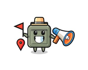 Character cartoon of school bag as a tour guide