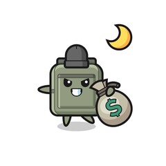 Illustration of school bag cartoon is stolen the money