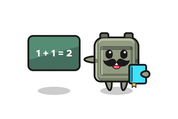 Illustration of school bag character as a teacher