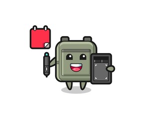 Illustration of school bag mascot as a graphic designer