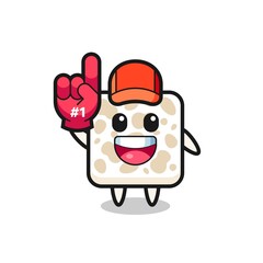tempeh illustration cartoon with number 1 fans glove