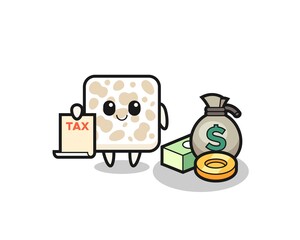 Fototapeta premium Character cartoon of tempeh as a accountant