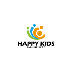 happy kids logo icon vector