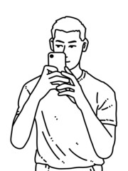 black and white of man cartoon on white background