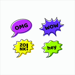 Set of fun speech bubble chat vector