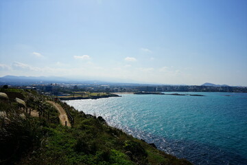 fine seaside walkway and clear bluish sea