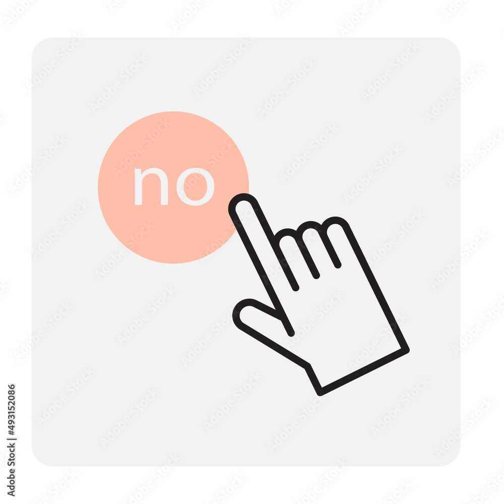 Poster red button no. the finger pressing the button is not present. vector illustration. stock image.