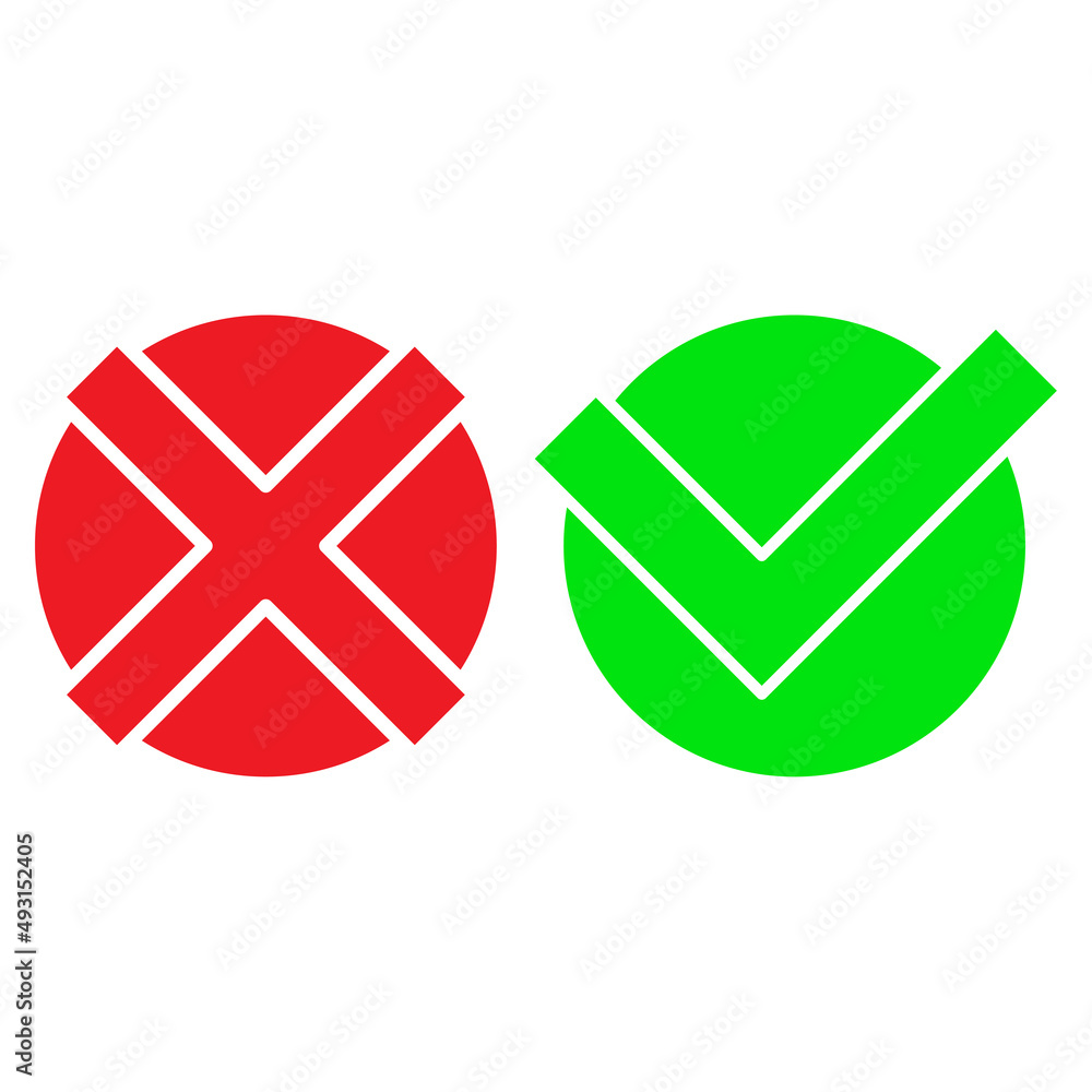 Poster cross tick in flat style. checkbox icon. cross symbol. tick icon. question mark sign icon. vector il