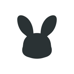 Cute bunny head silhouette icon. Simple minimal modern design.