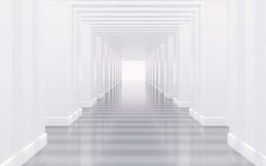 White building tunnels, 3d rendering.