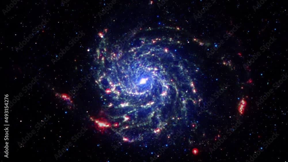 Poster seamless loop galaxy exploration through outer space towards glowing milky way galaxy. 4k looping an