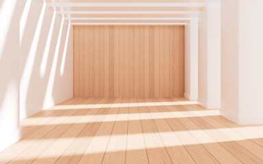 White empty room with wooden floor, 3d rendering.