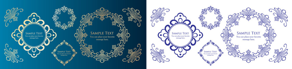 春の植物モチーフのフレームセット。ビンテージフラワー。装飾デザイン。流行りのあしらい