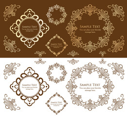 春の植物モチーフのフレームセット。ビンテージフラワー。装飾デザイン。流行りのあしらい