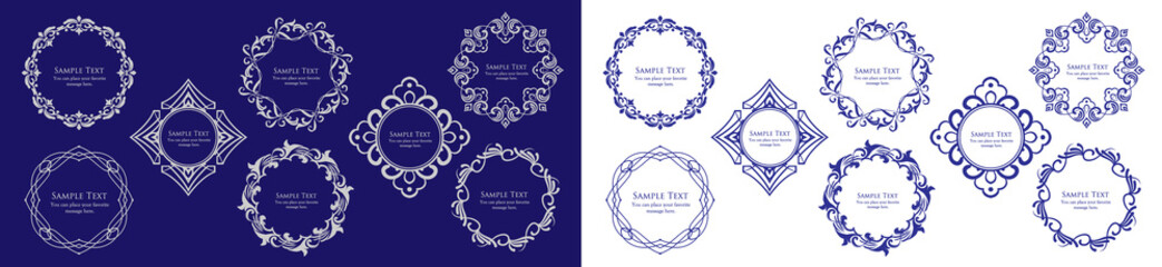 春の植物モチーフのフレームセット。ビンテージフラワー。装飾デザイン。流行りのあしらい