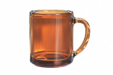 3D Render of tea cup of amber colored glass isolated on white