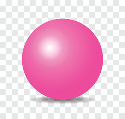 Pink ball vector on transparent background.
