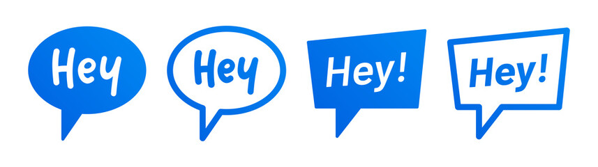 Hey message on blue design collection.