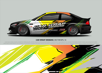 Race car wrap design vector for vehicle vinyl sticker and automotive decal livery
