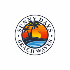 summer beach logo design vector template