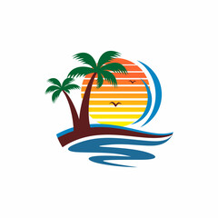summer beach logo design vector template