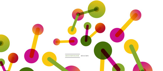 Line points connections geometric abstract background. Circles connected by lines. Trendy techno business template for wallpaper, banner, background or landing