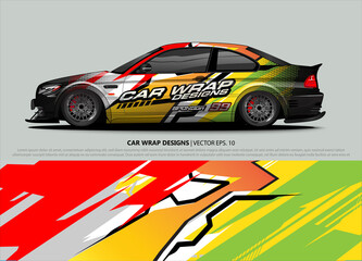 Race car wrap design vector for vehicle vinyl sticker and automotive decal livery
