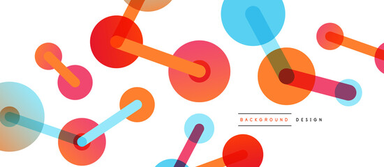 Line points connections geometric abstract background. Circles connected by lines. Trendy techno business template for wallpaper, banner, background or landing