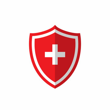 Health Insurance Shield with Cross Sign Symbol Icon Vector