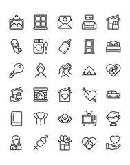 Family and Home    Icon Set 30 isolated on white background
