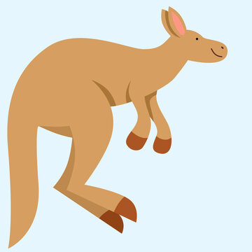 Vector illustration of a kangaroo jumping in a flat style, isolated on a white background.