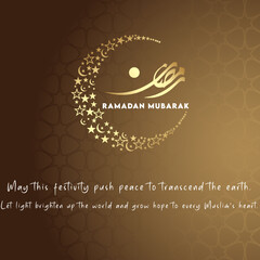 Beautiful Ramadan Wishes post  vector art Crescent moon designed with stars along with Ramadan calligraphy and pray