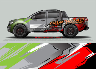 Obraz premium Car wrap decal design vector. abstract Graphic background kit designs for vehicle, race car, rally, livery, sport car