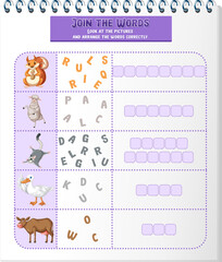 Arrange the letters in order with pictures