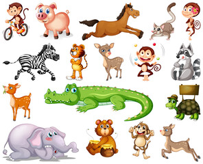Obraz na płótnie Canvas Set of animal cartoon character