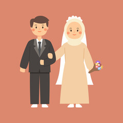 Obraz na płótnie Canvas Muslim wedding character illustration for invitation