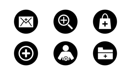 Set of vector add icon on simple white background.