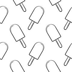 ice cream hand drawn seamless pattern on white background