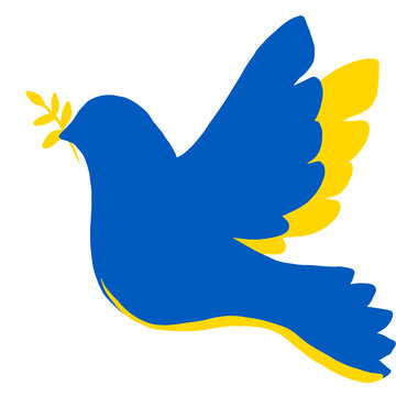Dove of peace in Ukrainian flag colors