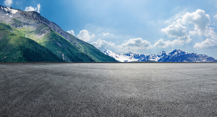 Empty asphalt road and mountain with sky cloud landscape