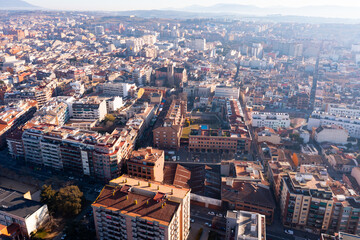 Obraz premium Aerial photo of Granollers with view of residential buildings in daytime, Catalonia, Spain.
