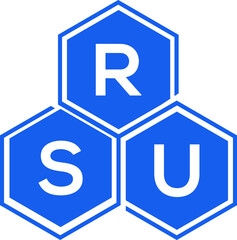 RSU letter logo design on black background. RSU  creative initials letter logo concept. RSU letter design.