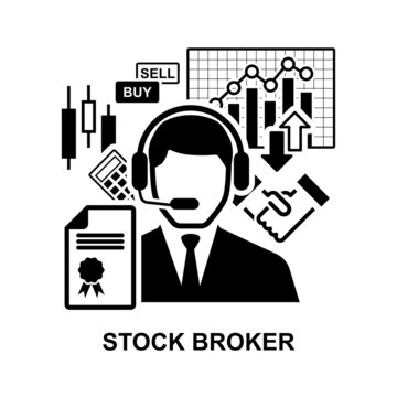 Stock broker icon isolated on white background vector illustration.