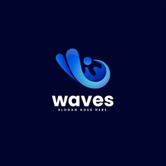 Vector Logo Illustration Waves Gradient Colorful Style.