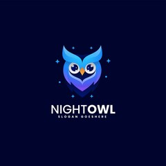 Vector Logo Illustration Owl Gradient Colorful Style.